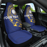 Personalised Nauru Angam Day Car Seat Cover Gold Navy Tribal Pattern LT05 One Size Blue - Polynesian Pride