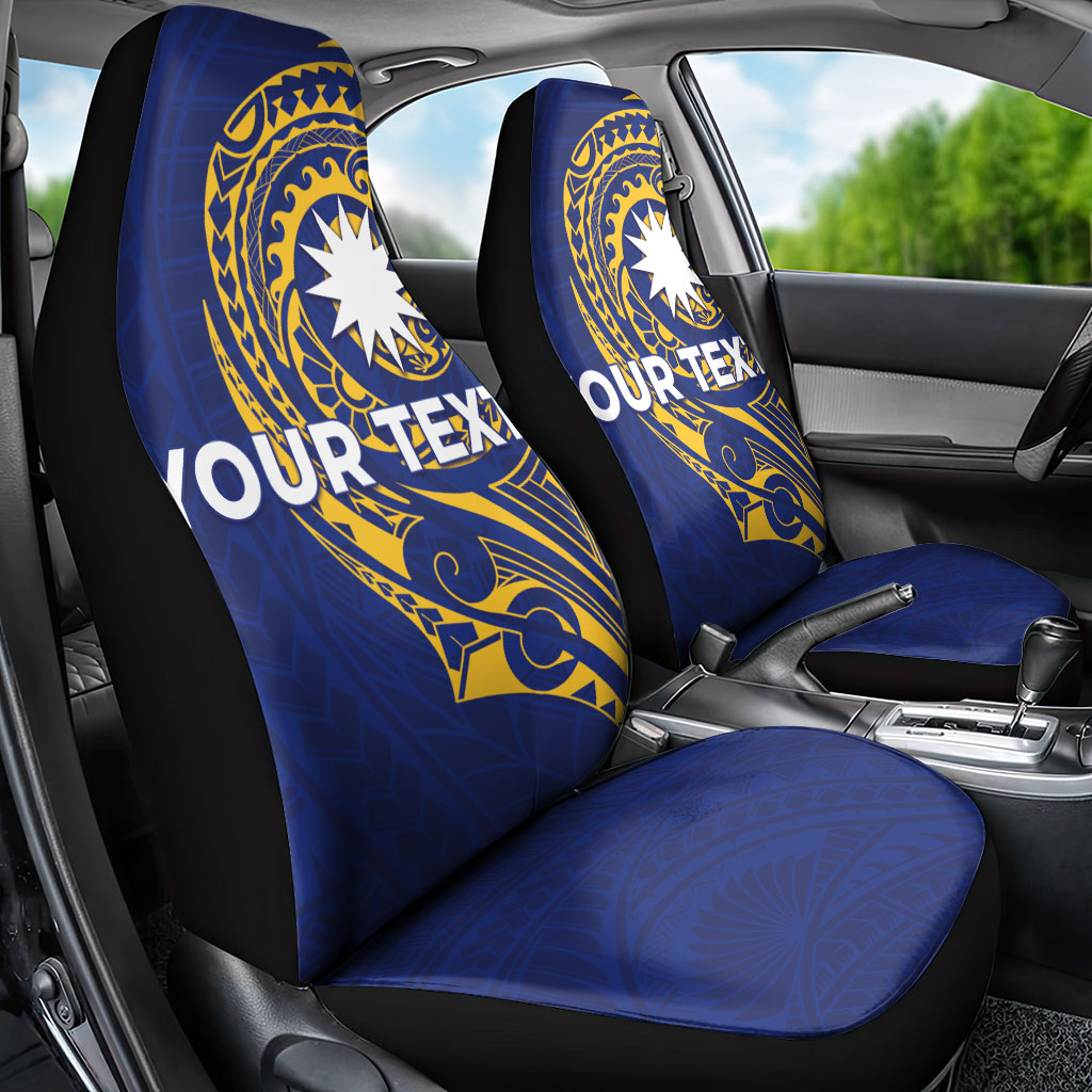 Personalised Nauru Angam Day Car Seat Cover Gold Navy Tribal Pattern LT05 - Polynesian Pride