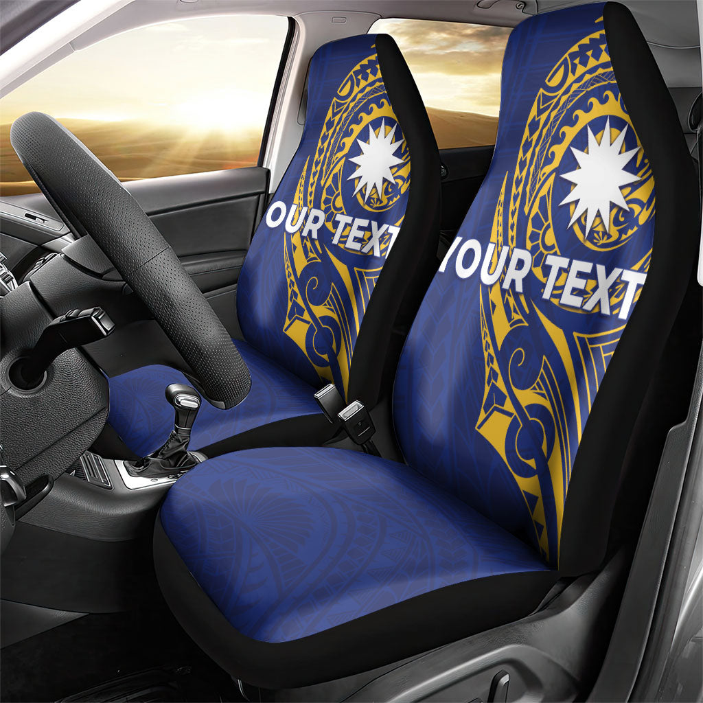 Personalised Nauru Angam Day Car Seat Cover Gold Navy Tribal Pattern LT05 - Polynesian Pride