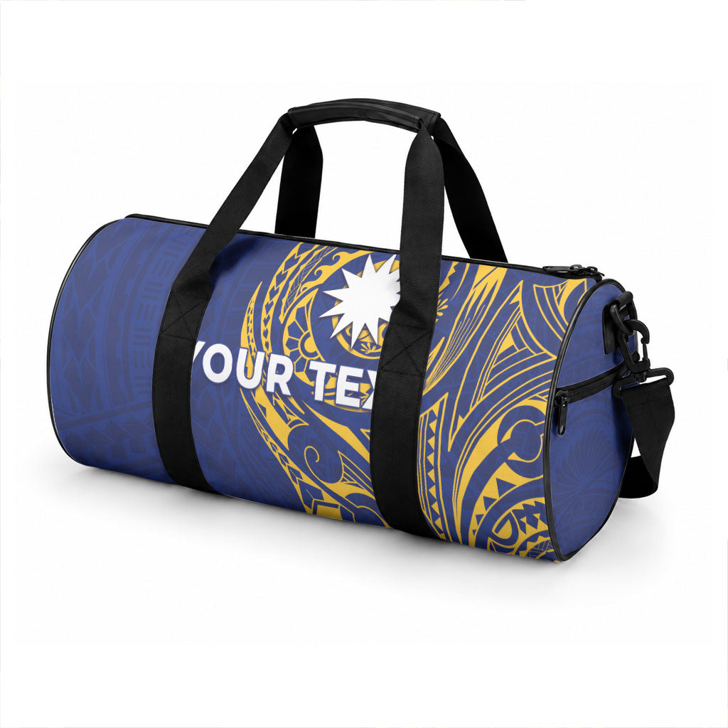 Personalised Nauru Angam Day Duffle Bag Gold Navy Tribal Pattern LT05 - Polynesian Pride