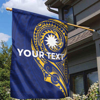 Personalised Nauru Angam Day Garden Flag Gold Navy Tribal Pattern LT05 - Polynesian Pride