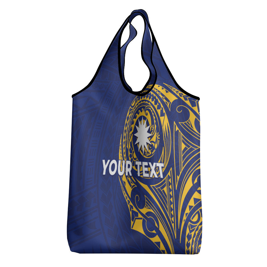 Personalised Nauru Angam Day Grocery Bag Gold Navy Tribal Pattern LT05 - Polynesian Pride