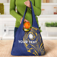 Personalised Nauru Angam Day Grocery Bag Gold Navy Tribal Pattern LT05 - Polynesian Pride