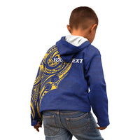 Personalised Nauru Angam Day Kid Hoodie Gold Navy Tribal Pattern LT05 - Polynesian Pride