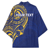 Personalised Nauru Angam Day Kimono Gold Navy Tribal Pattern LT05 - Polynesian Pride