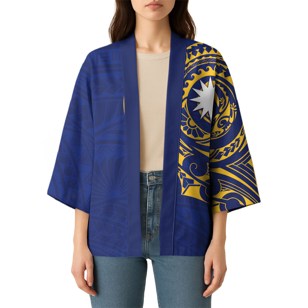 Personalised Nauru Angam Day Kimono Gold Navy Tribal Pattern LT05 - Polynesian Pride