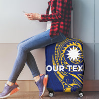 Personalised Nauru Angam Day Luggage Cover Gold Navy Tribal Pattern LT05 - Polynesian Pride