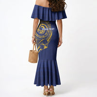 Personalised Nauru Angam Day Mermaid Dress Gold Navy Tribal Pattern LT05 - Polynesian Pride