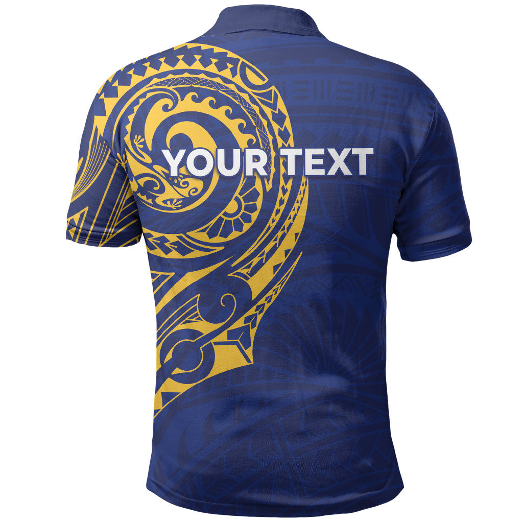 Personalised Nauru Angam Day Polo Shirt Gold Navy Tribal Pattern LT05 - Polynesian Pride