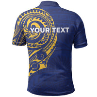 Personalised Nauru Angam Day Polo Shirt Gold Navy Tribal Pattern LT05 - Polynesian Pride
