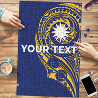 Personalised Nauru Angam Day Puzzle Gold Navy Tribal Pattern LT05 Blue - Polynesian Pride