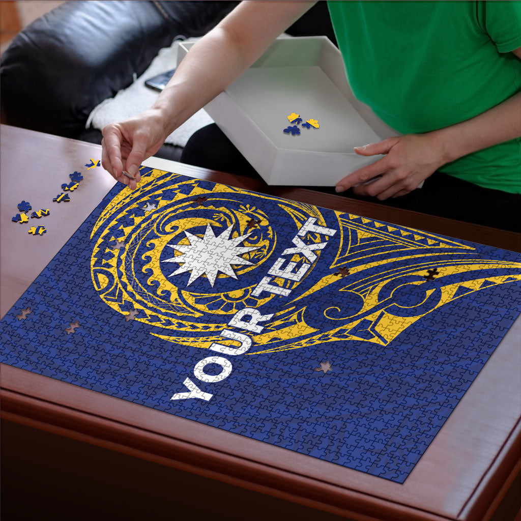 Personalised Nauru Angam Day Puzzle Gold Navy Tribal Pattern LT05 - Polynesian Pride