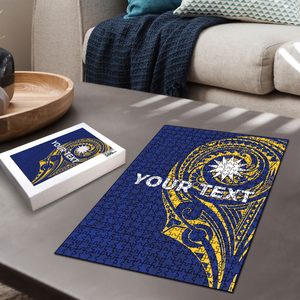 Personalised Nauru Angam Day Puzzle Gold Navy Tribal Pattern LT05 - Polynesian Pride