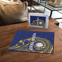 Personalised Nauru Angam Day Puzzle Gold Navy Tribal Pattern LT05 - Polynesian Pride