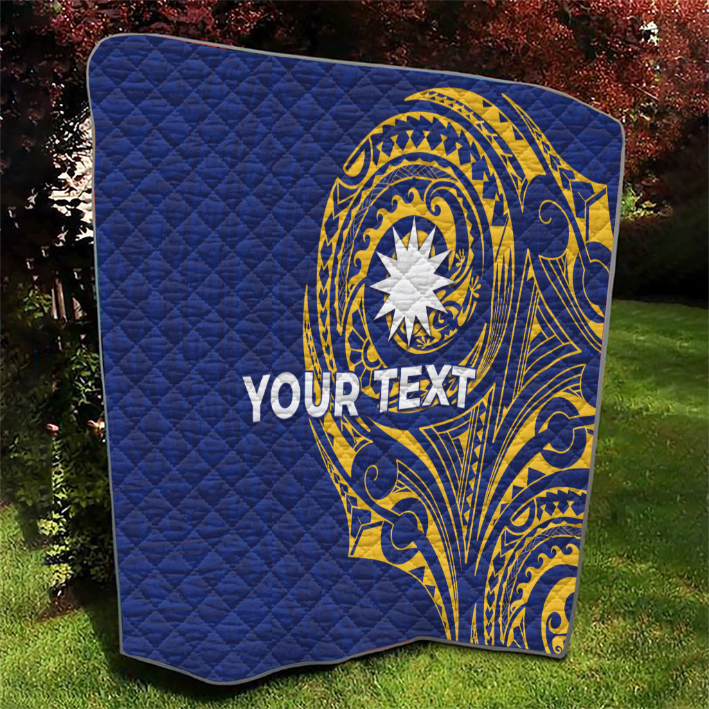 Personalised Nauru Angam Day Quilt Gold Navy Tribal Pattern LT05 - Polynesian Pride