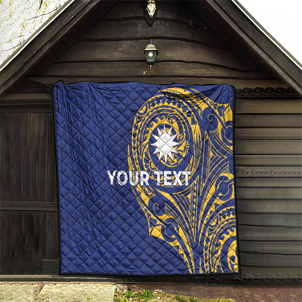Personalised Nauru Angam Day Quilt Gold Navy Tribal Pattern LT05 - Polynesian Pride