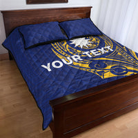 Personalised Nauru Angam Day Quilt Bed Set Gold Navy Tribal Pattern LT05 - Polynesian Pride