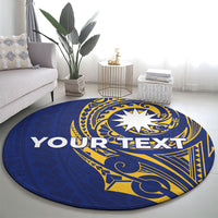 Personalised Nauru Angam Day Round Carpet Gold Navy Tribal Pattern LT05 - Polynesian Pride