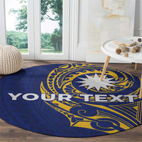 Personalised Nauru Angam Day Round Carpet Gold Navy Tribal Pattern LT05 - Polynesian Pride