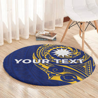 Personalised Nauru Angam Day Round Carpet Gold Navy Tribal Pattern LT05 - Polynesian Pride