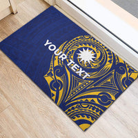 Personalised Nauru Angam Day Rubber Doormat Gold Navy Tribal Pattern LT05 - Polynesian Pride