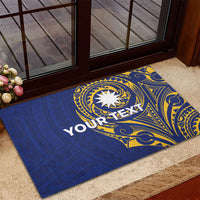 Personalised Nauru Angam Day Rubber Doormat Gold Navy Tribal Pattern LT05 - Polynesian Pride