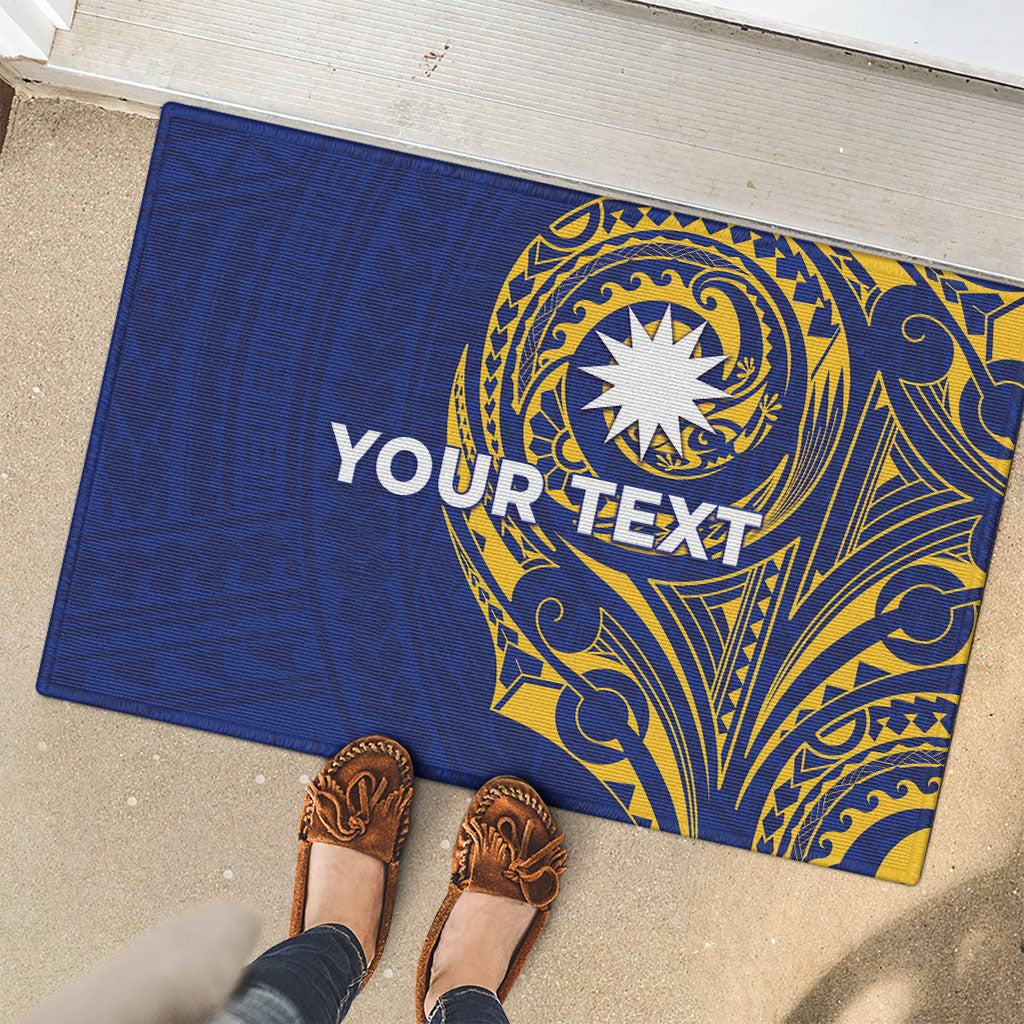 Personalised Nauru Angam Day Rubber Doormat Gold Navy Tribal Pattern LT05 - Polynesian Pride