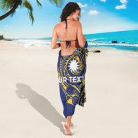 Personalised Nauru Angam Day Sarong Gold Navy Tribal Pattern LT05 - Polynesian Pride