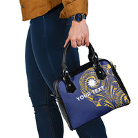 Personalised Nauru Angam Day Shoulder Handbag Gold Navy Tribal Pattern LT05 - Polynesian Pride