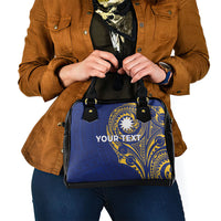 Personalised Nauru Angam Day Shoulder Handbag Gold Navy Tribal Pattern LT05 - Polynesian Pride
