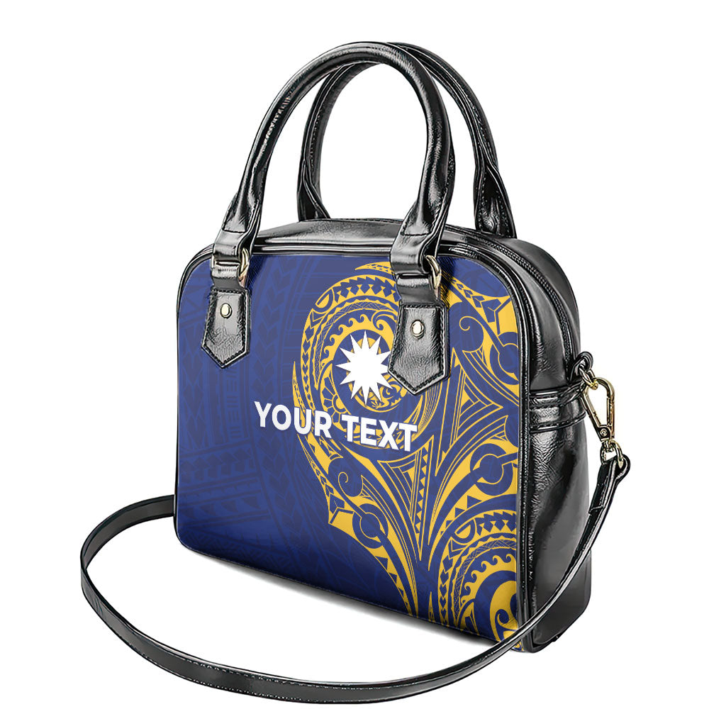 Personalised Nauru Angam Day Shoulder Handbag Gold Navy Tribal Pattern LT05 - Polynesian Pride