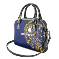 Personalised Nauru Angam Day Shoulder Handbag Gold Navy Tribal Pattern LT05 - Polynesian Pride