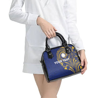 Personalised Nauru Angam Day Shoulder Handbag Gold Navy Tribal Pattern LT05 - Polynesian Pride