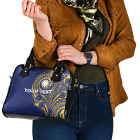 Personalised Nauru Angam Day Shoulder Handbag Gold Navy Tribal Pattern LT05 - Polynesian Pride