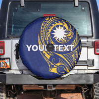 Personalised Nauru Angam Day Spare Tire Cover Gold Navy Tribal Pattern LT05 Blue - Polynesian Pride