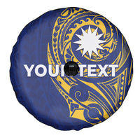 Personalised Nauru Angam Day Spare Tire Cover Gold Navy Tribal Pattern LT05 - Polynesian Pride