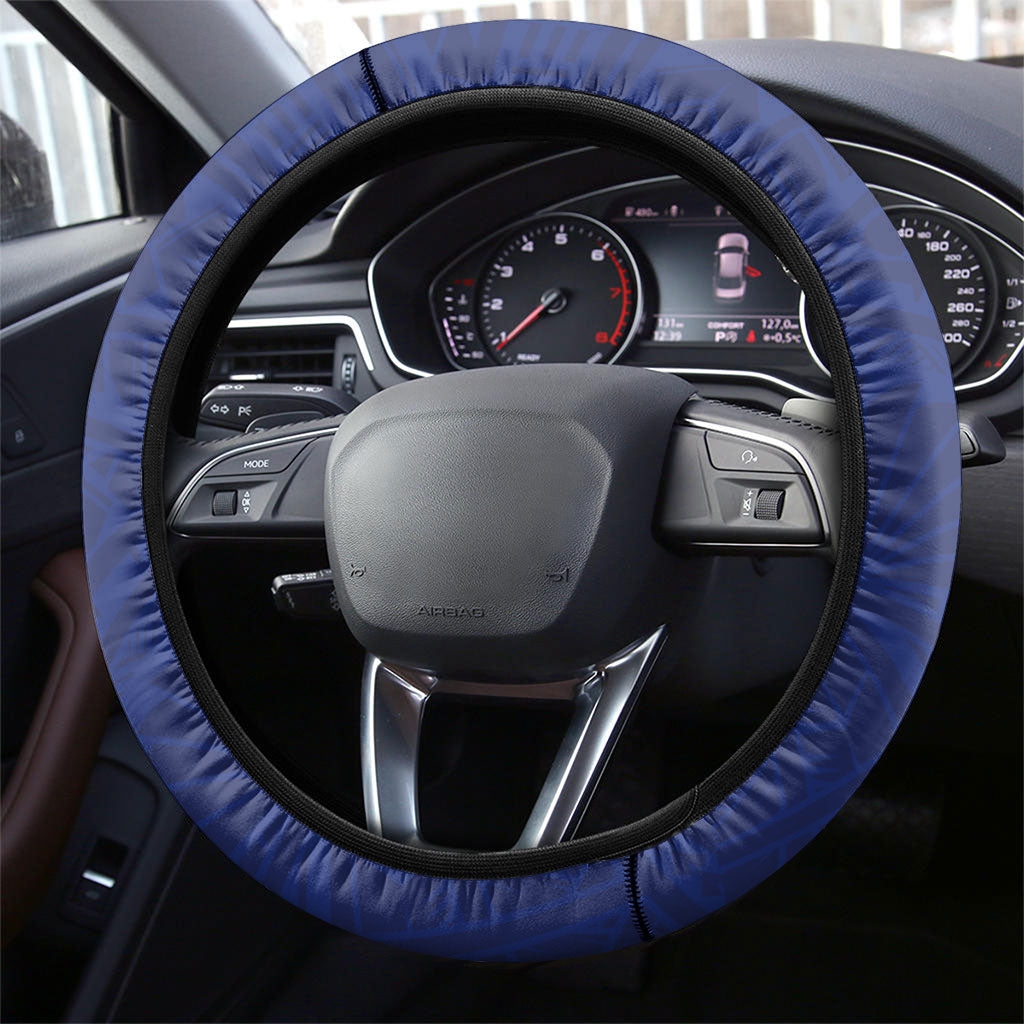 Nauru Angam Day Steering Wheel Cover Gold Navy Tribal Pattern LT05 - Polynesian Pride