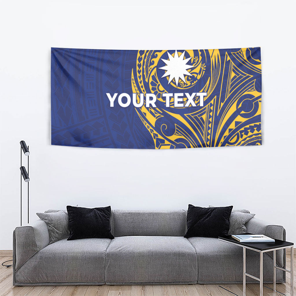 Personalised Nauru Angam Day Tapestry Gold Navy Tribal Pattern LT05 - Polynesian Pride