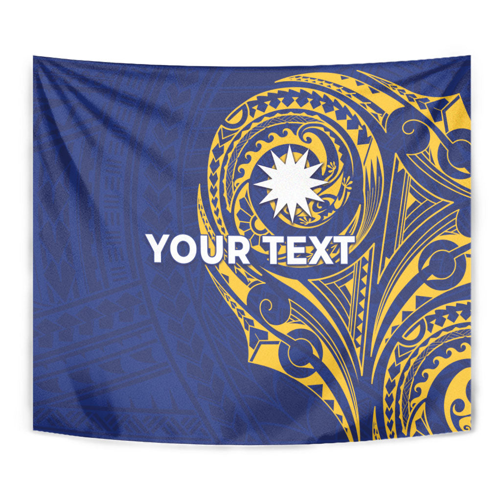 Personalised Nauru Angam Day Tapestry Gold Navy Tribal Pattern LT05 - Polynesian Pride