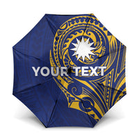Personalised Nauru Angam Day Umbrella Gold Navy Tribal Pattern LT05 One Size Folded 11.42 inch Opened Diameter 37.4 inch Blue - Polynesian Pride