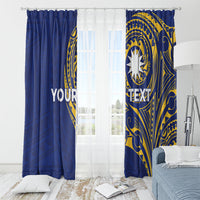 Personalised Nauru Angam Day Window Curtain Gold Navy Tribal Pattern LT05 - Polynesian Pride