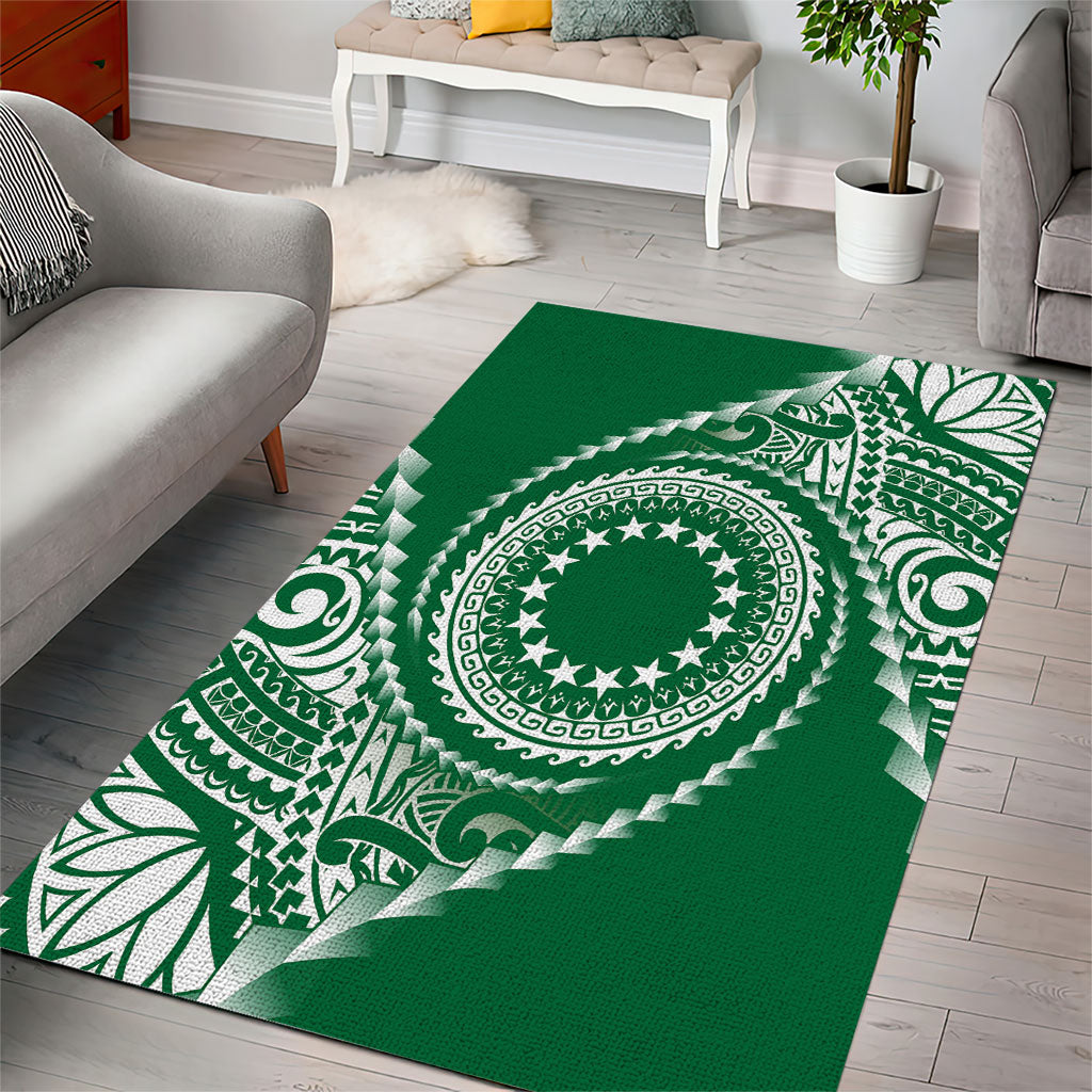 Cook Islands Gospel Day Area Rug Green Tribal Curves LT05 - Polynesian Pride