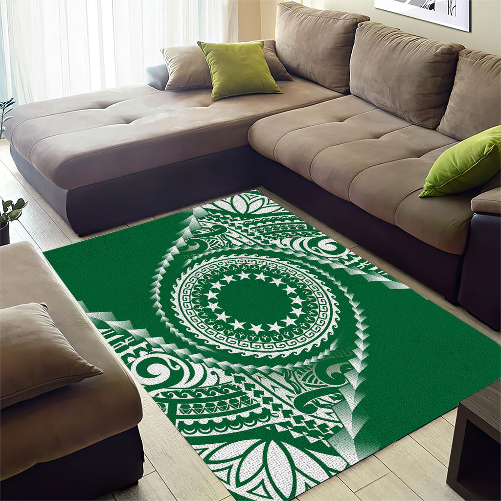 Cook Islands Gospel Day Area Rug Green Tribal Curves LT05 - Polynesian Pride