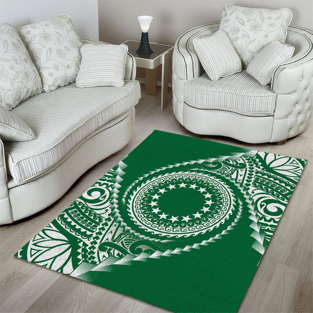 Cook Islands Gospel Day Area Rug Green Tribal Curves LT05 - Polynesian Pride