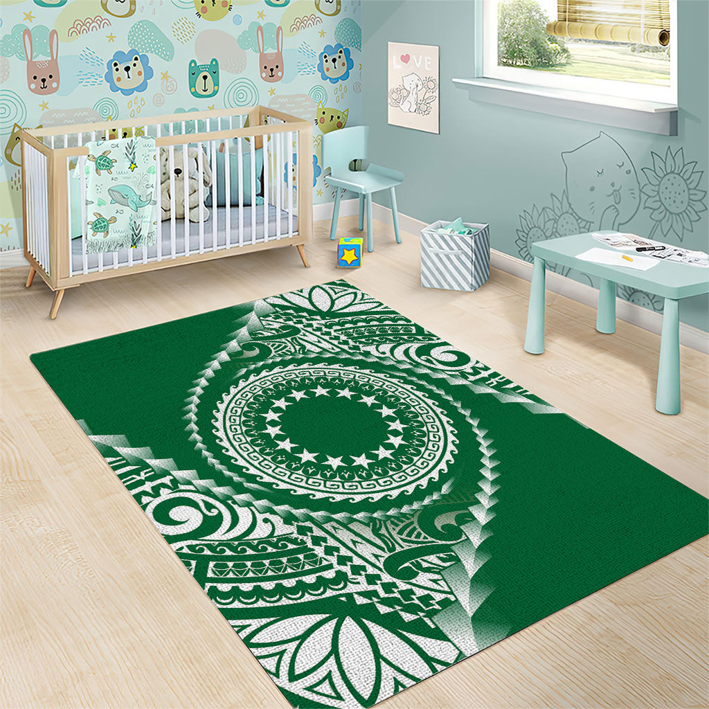 Cook Islands Gospel Day Area Rug Green Tribal Curves LT05 - Polynesian Pride