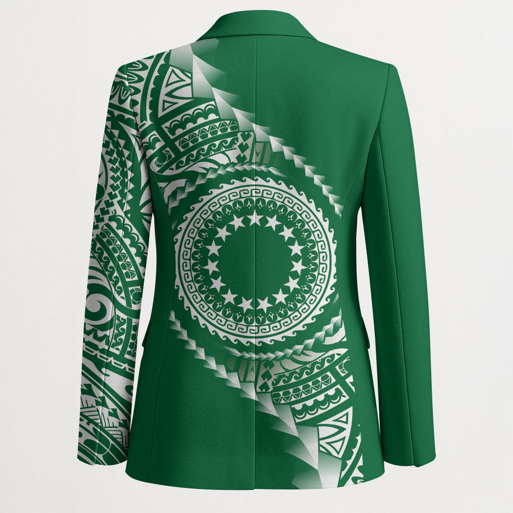 Cook Islands Gospel Day Blazer Green Tribal Curves LT05 - Polynesian Pride