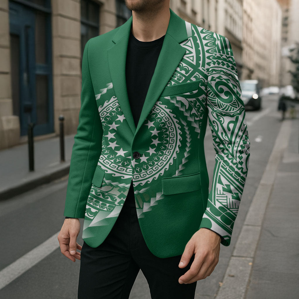 Cook Islands Gospel Day Blazer Green Tribal Curves LT05 - Polynesian Pride