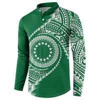 Cook Islands Gospel Day Button Sweatshirt Green Tribal Curves LT05 - Polynesian Pride