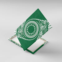 Cook Islands Gospel Day Canvas Wall Art Green Tribal Curves LT05 With Frame Green - Polynesian Pride