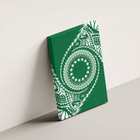 Cook Islands Gospel Day Canvas Wall Art Green Tribal Curves LT05 - Polynesian Pride